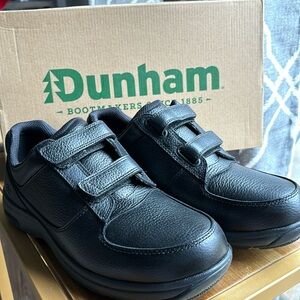 NEW DUNHAM Winslow Velcro black leather shoe size 9.5 4e extra wide